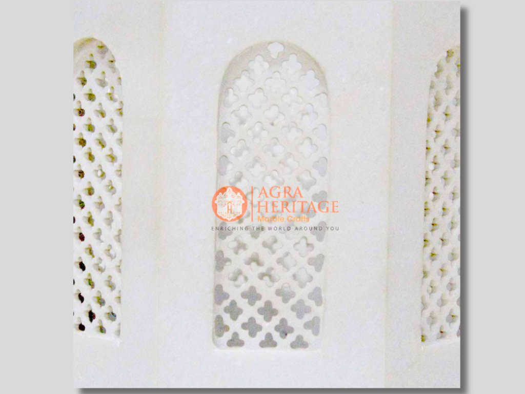 White Marble Filigree Stand Base Pedestal Art